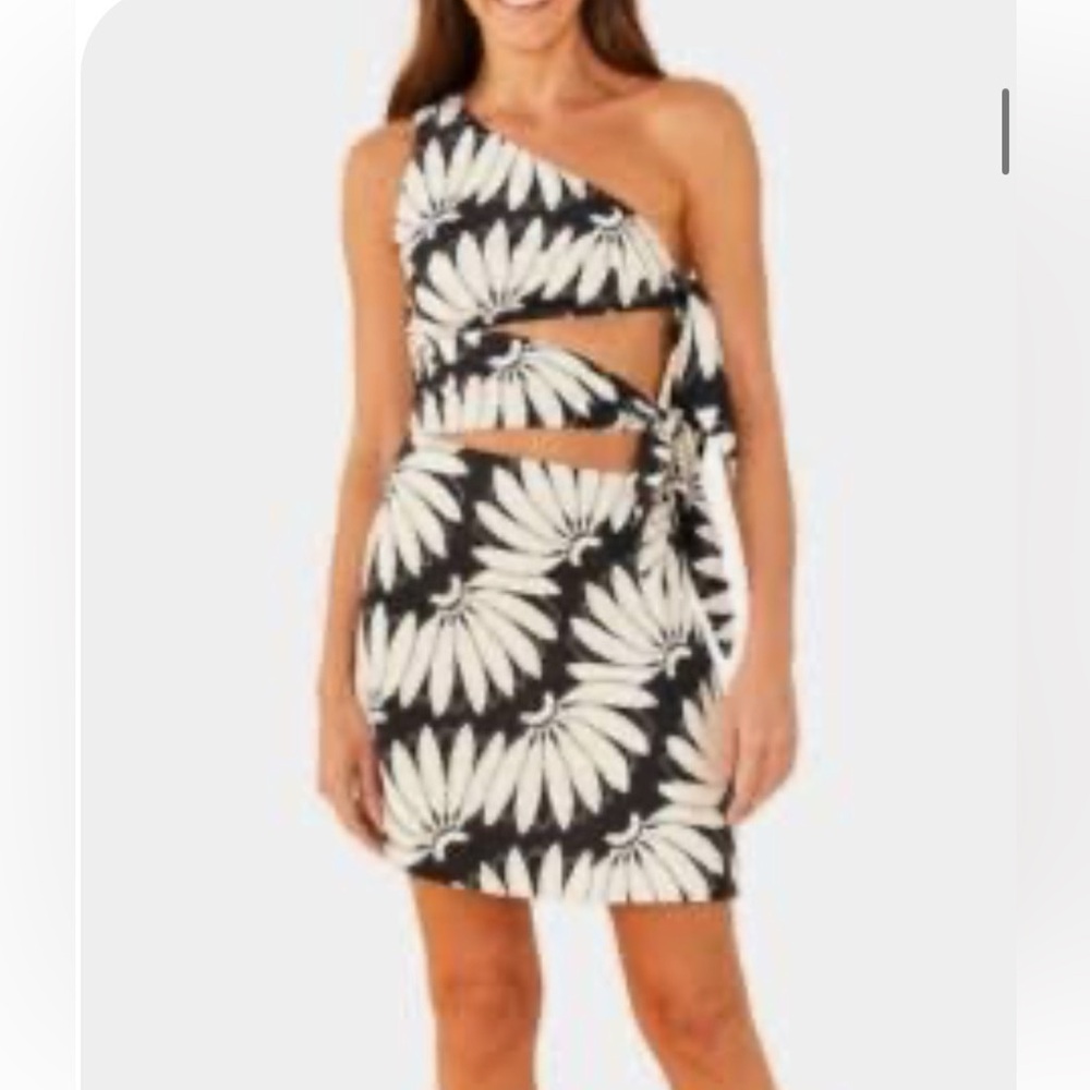 FARM Rio Black and White Floral Mini Dress